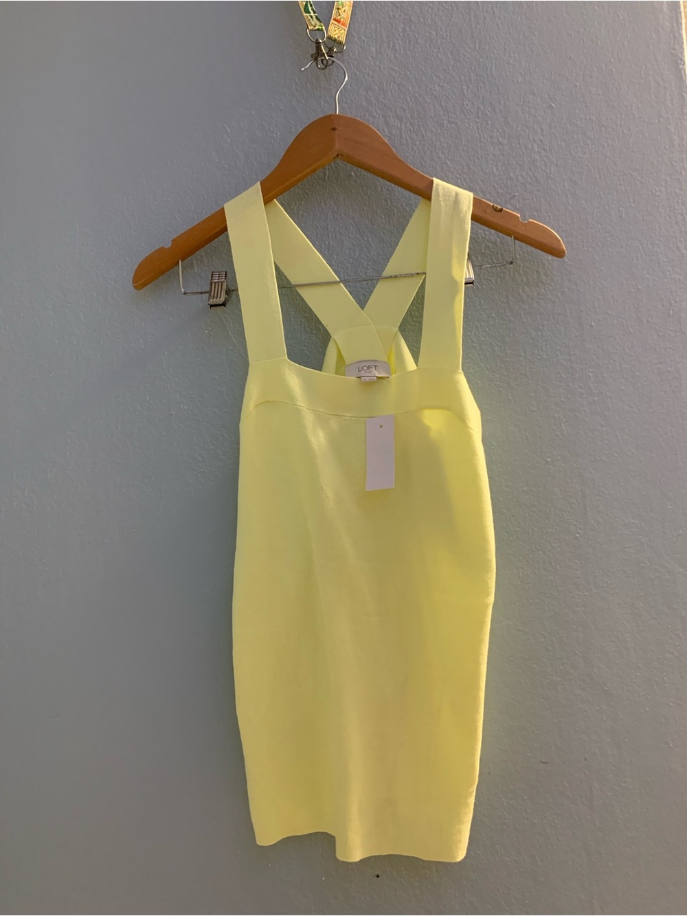 LOFT Lemon Yellow Cross-Back Mini Dress